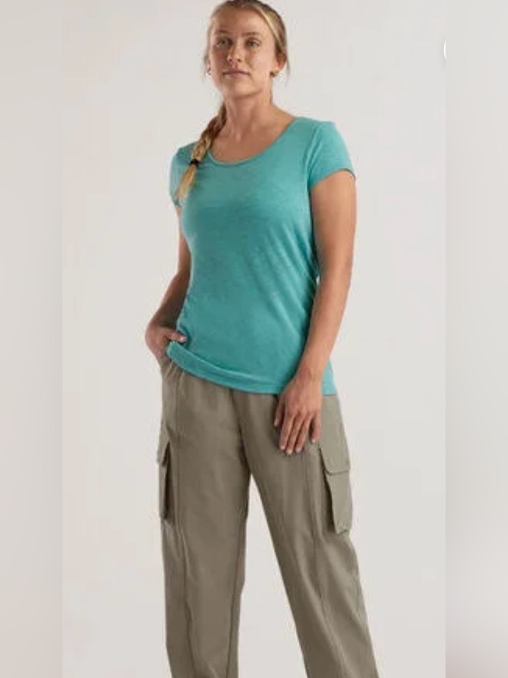 Title Nine Short Sleeve Crew Tee in Teal Blue-Green
